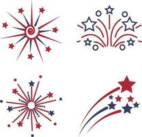 Firework Usa Independence Day. Festive art object for usa independence day. American national celebration design elements. Vector illustration