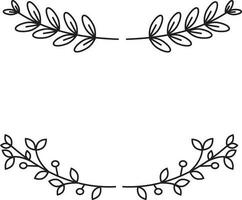 Floral Divider, Borders with Branches, Herbs, Plants and Flowers. Decoration Outline Vector Illustration. Flower Divider Collection