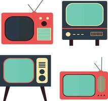 Retro Television Digital. Communication system progress, evolution of television, old or retro and modern receivers on white background. vector