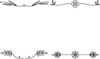 Floral Divider Hand drawn vector dividers. Lines, borders and wins are set. Doodle design element.Vector pro