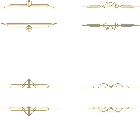 Retro Label Art Deco,  Vector geometric golden template, art deco corners for borders and frames. Vector illustration