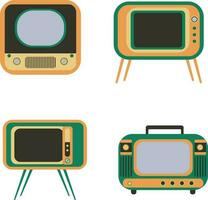 Retro Television Digital.Evolution of television, old or retro and modern receivers on white background. Vector illustration