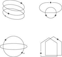 Monoline Minimalist Shape Set. For Design Elements Templates. Vector illustration.