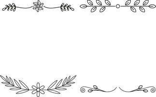 Floral Divider Hand drawn vector dividers. Lines, borders and wins are set. Doodle design element.Vector pro