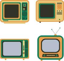 Retro Television Digital.Evolution of television, old or retro and modern receivers on white background. Vector illustration