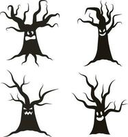 Halloween Tree Scary. Black trees silhouette on white background vector