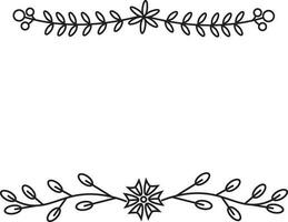 Floral Divider, Borders with Branches, Herbs, Plants and Flowers. Decoration Outline Vector Illustration. Flower Divider Collection