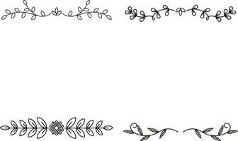 Floral Divider Hand drawn vector dividers. Lines, borders and wins are set. Doodle design element.Vector pro