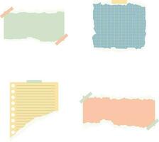 Torn Paper With Tape. Meeting reminder, to-do list and memo notification, letter on sheet of paper, notepad or notebook page with torn side. Vector illustration