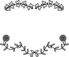 Floral Divider, Borders with Branches, Herbs, Plants and Flowers. Decoration Outline Vector Illustration. Flower Divider Collection