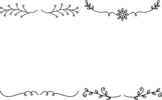 Floral Divider Hand drawn vector dividers. Lines, borders and wins are set. Doodle design element.Vector pro