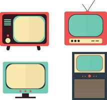 Retro Television Digital. Communication system progress, evolution of television, old or retro and modern receivers on white background. vector