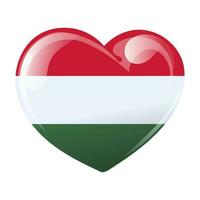 Flag of Hungary in the shape of a heart. Heart with the Hungarian flag. 3D illustration, vector