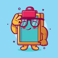 funny clipboard character mascot with ok sign hand gesture isolated cartoon in flat style design vector