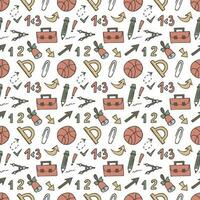 Seamless pattern with doodles on the theme of school. vector