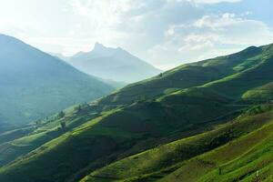 Majestic mountain scenery in the North West Vietnam. photo