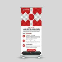 Corporate modern marketing roll up banner design standee x banner template Free Vector