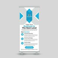 Corporate modern minimal business roll up banner design standee x banner template Free Vector