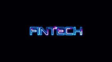 lus FinTech blauw roze neon tekst glitch effect video