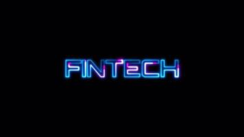 Loop Fintech blue pink neon text glitch effect video