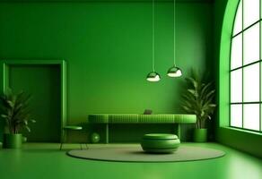 el oficina - confortable verde oficina - minimalista - ai generado - generativo ai foto