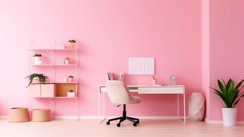 The Office - Comfy Pink office - Minimalistic - AI Generated - Generative AI photo