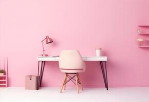 The Office - Comfy Pink office - Minimalistic - AI Generated - Generative AI photo