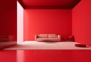 el oficina - confortable rojo oficina - minimalista - ai generado - generativo ai foto
