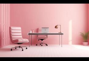 The Office - Comfy Pink office - Minimalistic - AI Generated - Generative AI photo