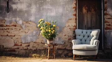 Rustic weathered brick wall - vintage old rustic scenery - - photo