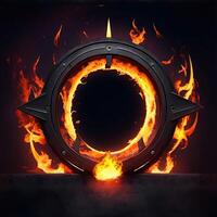 dark abstract futuristic with a  Circle gate fire AI generated photo