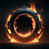 dark abstract futuristic with a  Circle gate fire AI generated photo