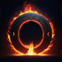 dark abstract futuristic with a Circle gate fire photo