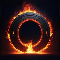 dark abstract futuristic with a  Circle gate fire AI generated photo