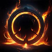 dark abstract futuristic with a Circle gate fire photo