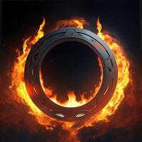 dark abstract futuristic with a  Circle gate fire AI generated photo