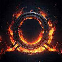 dark abstract futuristic with a  Circle gate fire AI generated photo