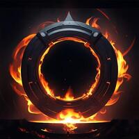 dark abstract futuristic with a Circle gate fire photo