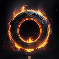 dark abstract futuristic with a Circle gate fire photo