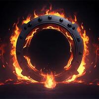 dark abstract futuristic with a Circle gate fire photo