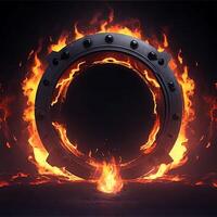 dark abstract futuristic with a  Circle gate fire AI generated photo