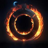 dark abstract futuristic with a  Circle gate fire AI generated photo