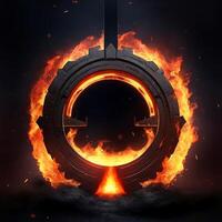 dark abstract futuristic with a Circle gate fire photo