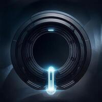 dark abstract futuristic with a Circle gate fire photo
