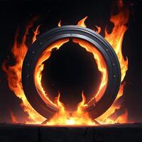 dark abstract futuristic with a Circle gate fire photo