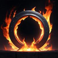 dark abstract futuristic with a  Circle gate fire AI generated photo