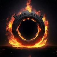 dark abstract futuristic with a  Circle gate fire AI generated photo