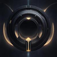 dark abstract futuristic with a Circle gate fire photo
