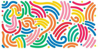 Doodle sketch style of colorful shapes and lines on white background for concept design. vector