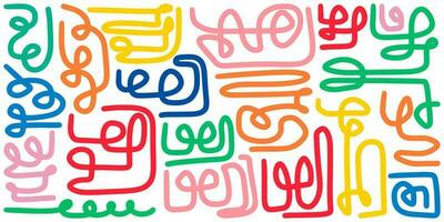Doodle sketch style of colorful shapes and lines on white background for concept design. vector